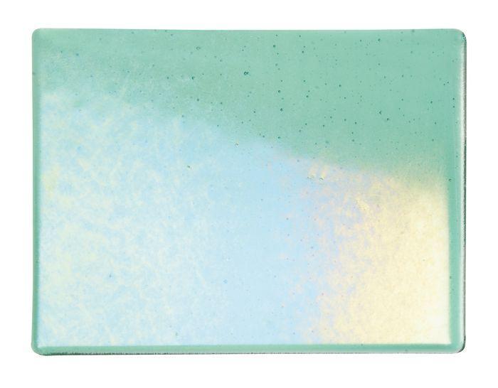 BULLSEYE 1247-31Fi světlá minerální zelená  transparentní iriz  25x29 cm , prodej na ks